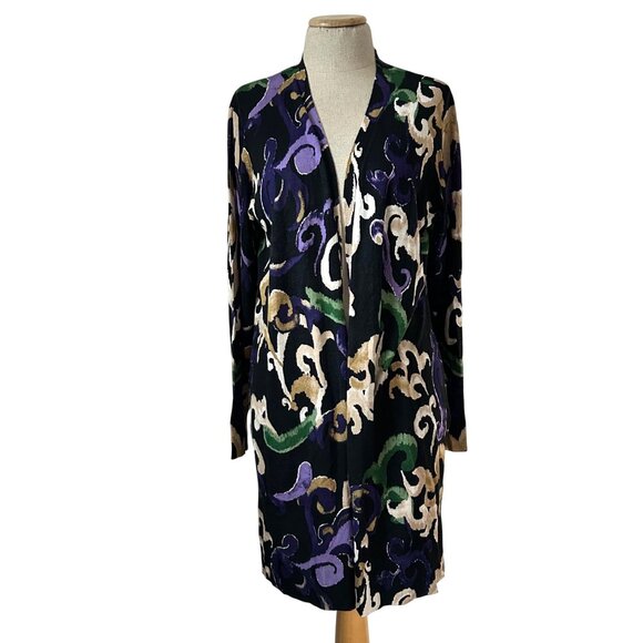 Chico's Woman's Sz Large Scroll Print Cardigan Sweater Ling Sleeve - Picture 11 of 11